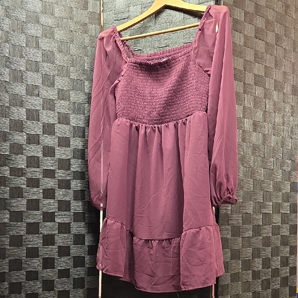 Isabel Maternity by Ingrid & Isabel Burgandy Chiffon Mini Dress